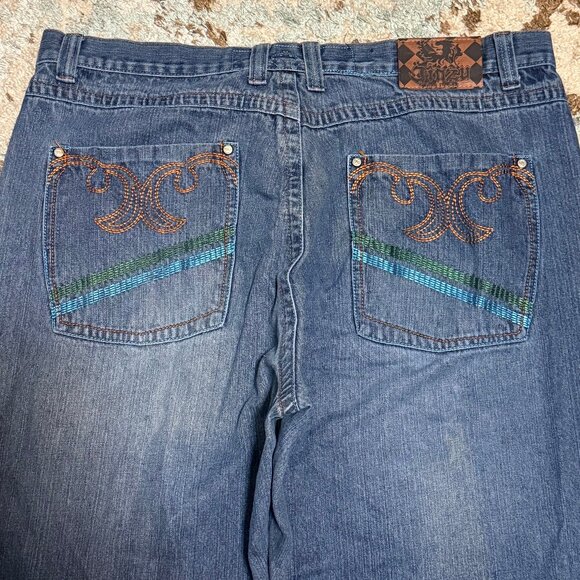Vintage Jinzu Baggy Embroidered Jeans Size 40x32 Y2K Japanese Brand - Picture 1 of 8
